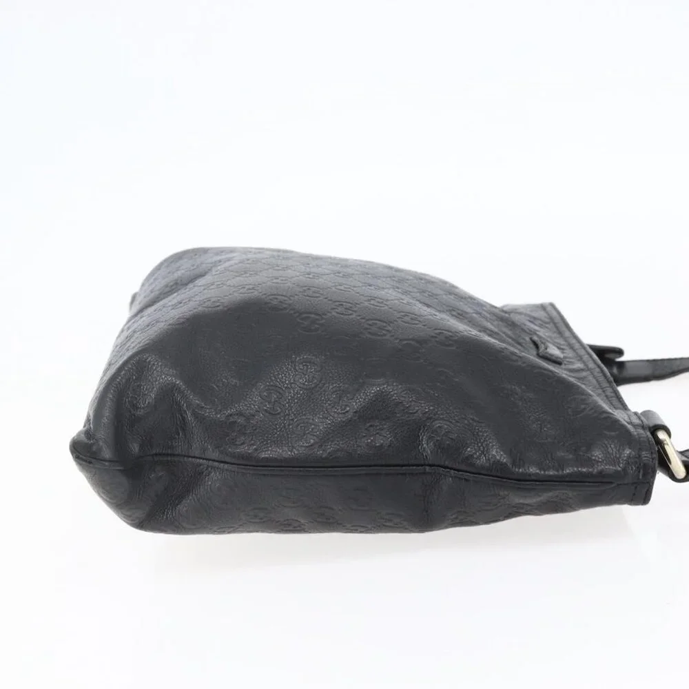 Authentic GUCCI GG Canvas Guccissima Shoulder Bag Leather Black Gold 201446 - Picture 11 of 16